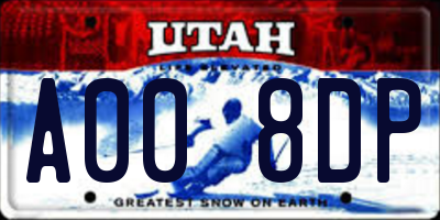 UT license plate A008DP