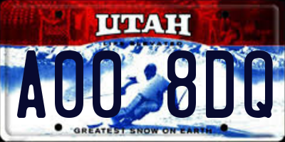 UT license plate A008DQ