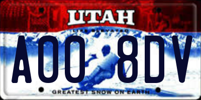 UT license plate A008DV