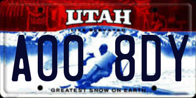 UT license plate A008DY