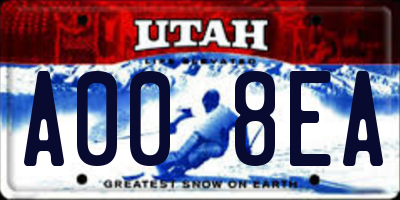 UT license plate A008EA