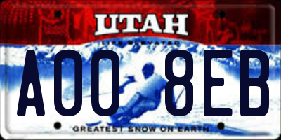 UT license plate A008EB