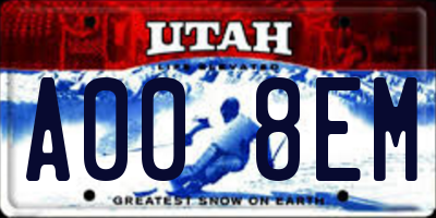 UT license plate A008EM