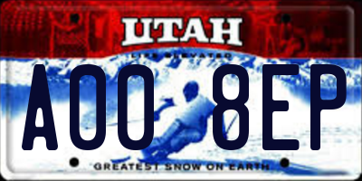 UT license plate A008EP