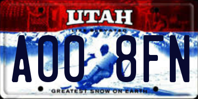 UT license plate A008FN