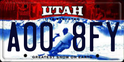UT license plate A008FY