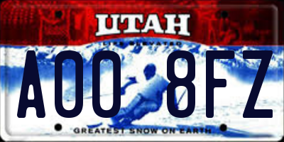 UT license plate A008FZ