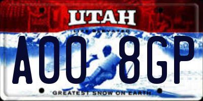 UT license plate A008GP