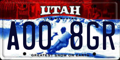 UT license plate A008GR