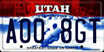 UT license plate A008GT