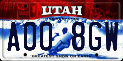 UT license plate A008GW