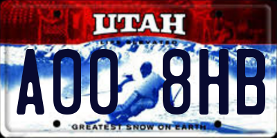 UT license plate A008HB