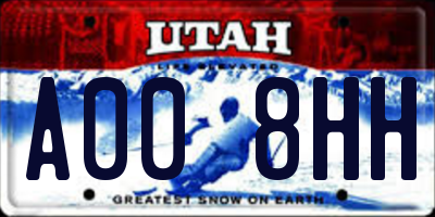 UT license plate A008HH