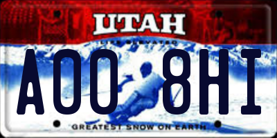 UT license plate A008HI