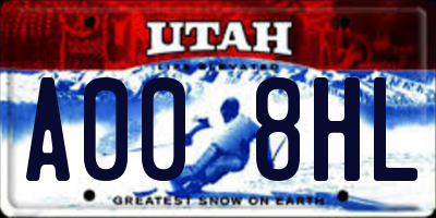 UT license plate A008HL
