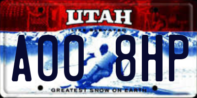 UT license plate A008HP