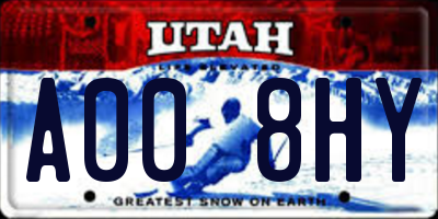 UT license plate A008HY