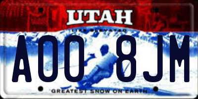 UT license plate A008JM