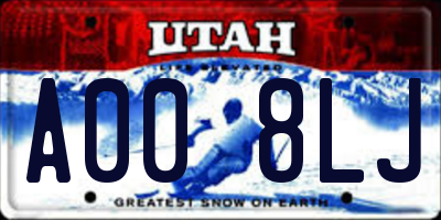 UT license plate A008LJ