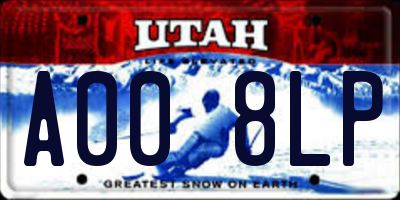 UT license plate A008LP