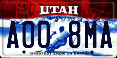 UT license plate A008MA