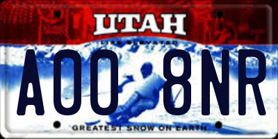 UT license plate A008NR