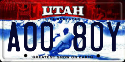 UT license plate A008OY