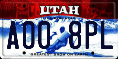 UT license plate A008PL