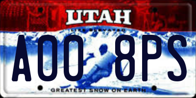 UT license plate A008PS