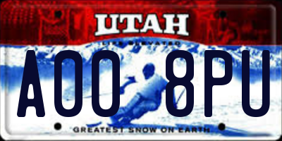 UT license plate A008PU