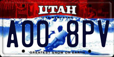 UT license plate A008PV