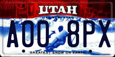 UT license plate A008PX