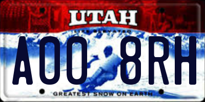 UT license plate A008RH