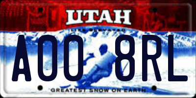 UT license plate A008RL