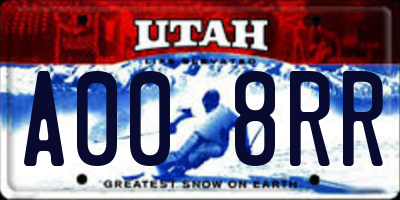 UT license plate A008RR