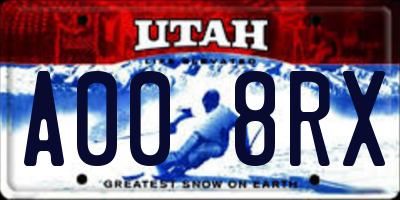UT license plate A008RX