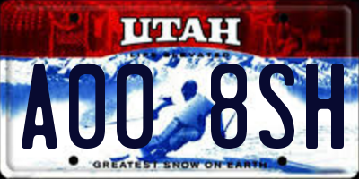 UT license plate A008SH