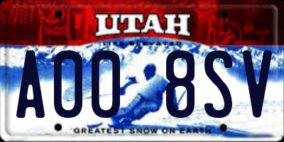 UT license plate A008SV