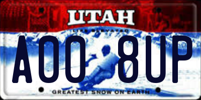 UT license plate A008UP