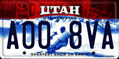 UT license plate A008VA