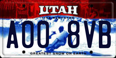 UT license plate A008VB