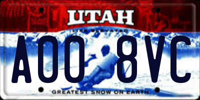 UT license plate A008VC