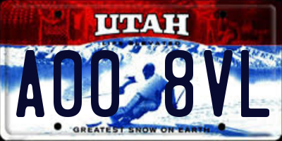 UT license plate A008VL