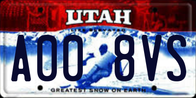 UT license plate A008VS