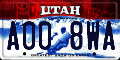 UT license plate A008WA