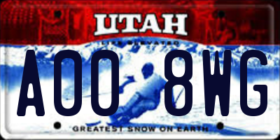 UT license plate A008WG