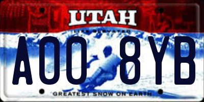 UT license plate A008YB