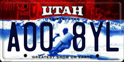 UT license plate A008YL