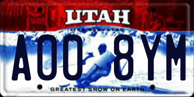 UT license plate A008YM