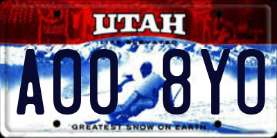 UT license plate A008YO